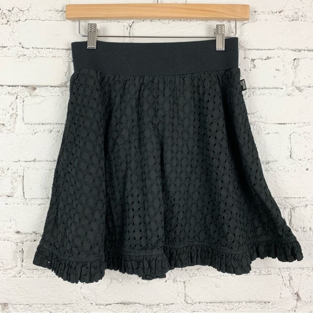 Love Moschino Black Eyelet Lace Pull On Elastic Waist Mini Skirt 4